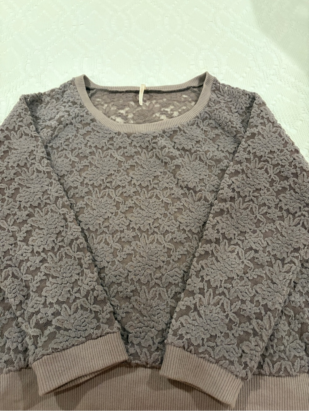 Free People All Over Brushed Lace Pullover Sweater - Dusty Mauve - Picture 2 of 4